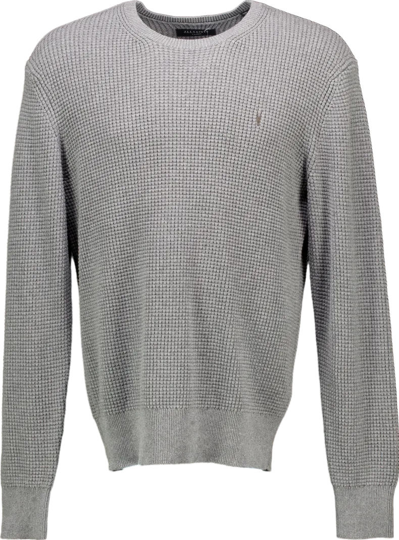 AllSaints Grey Waffle Knit Jumper UK XL