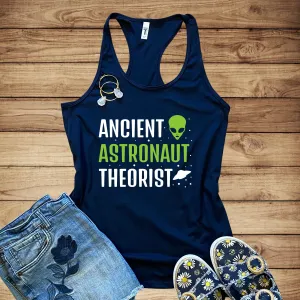 Ancient Astronaut Theorist Alien UFO Shirt | Funny Alien Gift | Women's Slim-fit Racerback Tank Top