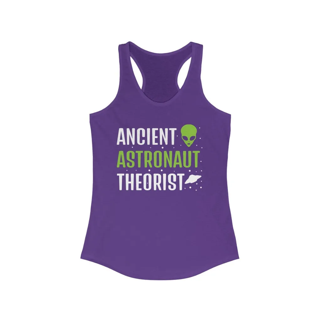 Ancient Astronaut Theorist Alien UFO Shirt | Funny Alien Gift | Women's Slim-fit Racerback Tank Top