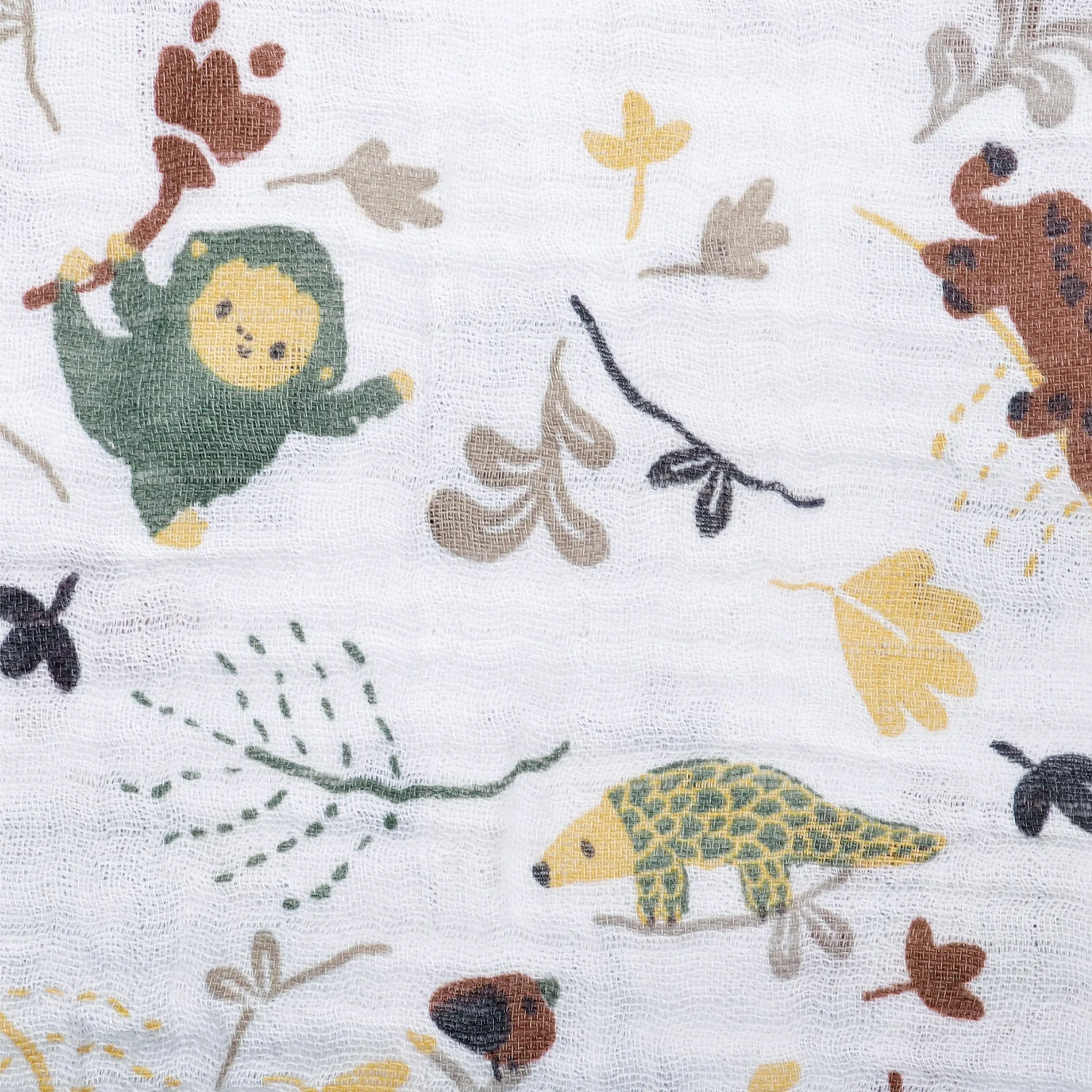 Cotton muslin fitted sheet - Green Jungle