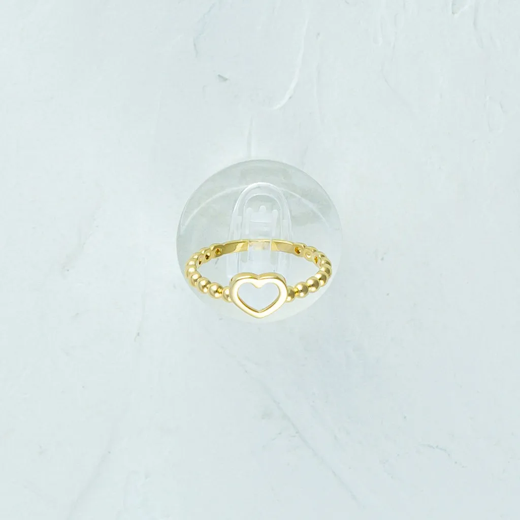 Heart and Bead Gold Ring