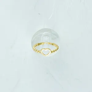 Heart and Bead Gold Ring