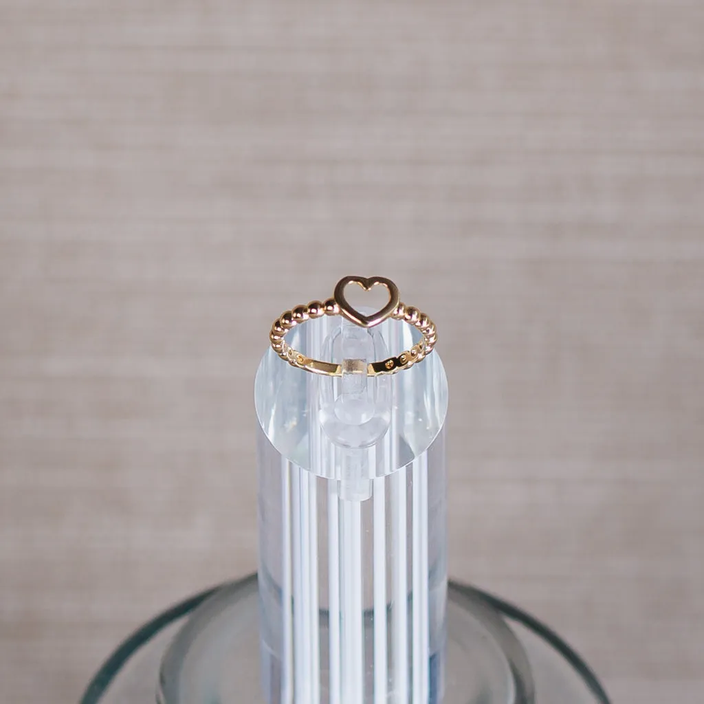Heart and Bead Gold Ring