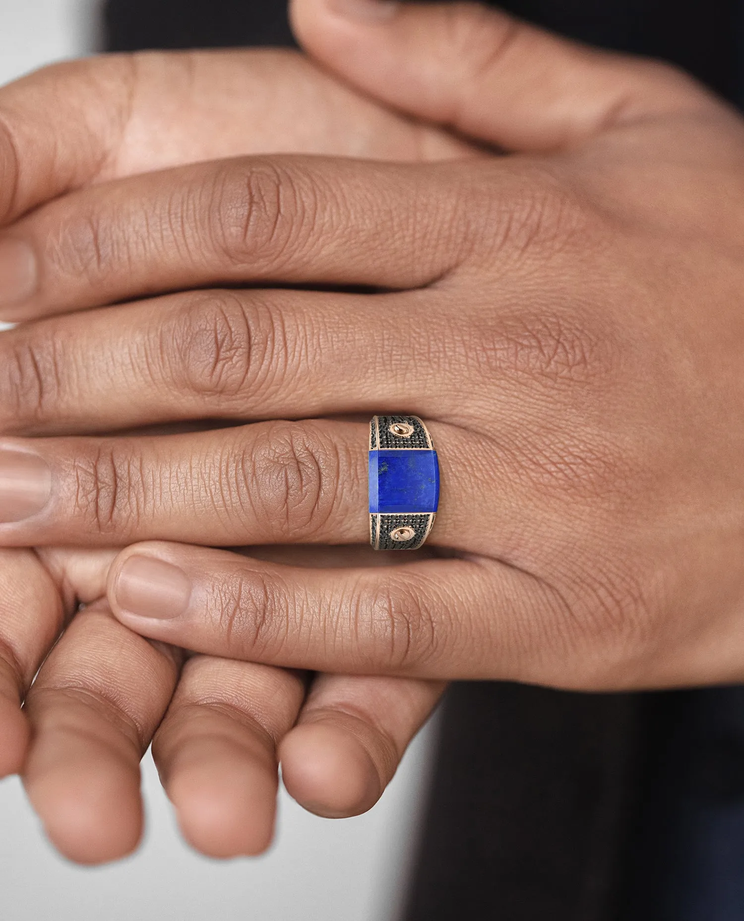 MONTANA Gold Signet Ring with 1.25ct Lapis and Black Diamonds