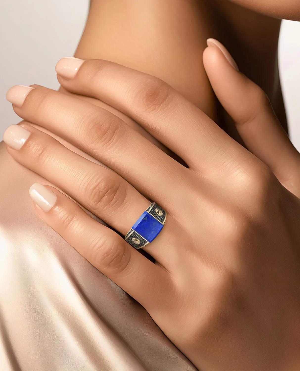 MONTANA Gold Signet Ring with 1.25ct Lapis and Black Diamonds