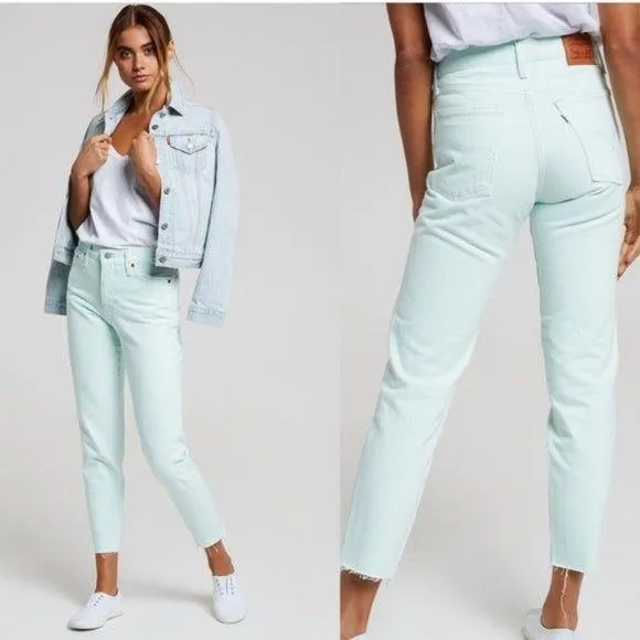 NWT - Levis 'Wedgie Fit' Pastel Mint High Rise Tapered Jeans -Size 26