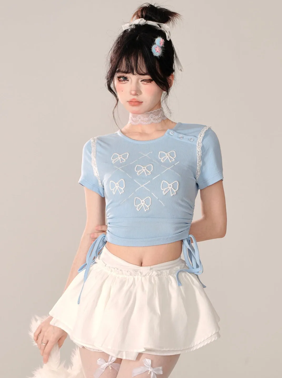 Ribbon Short Fit Sweet Slim Top