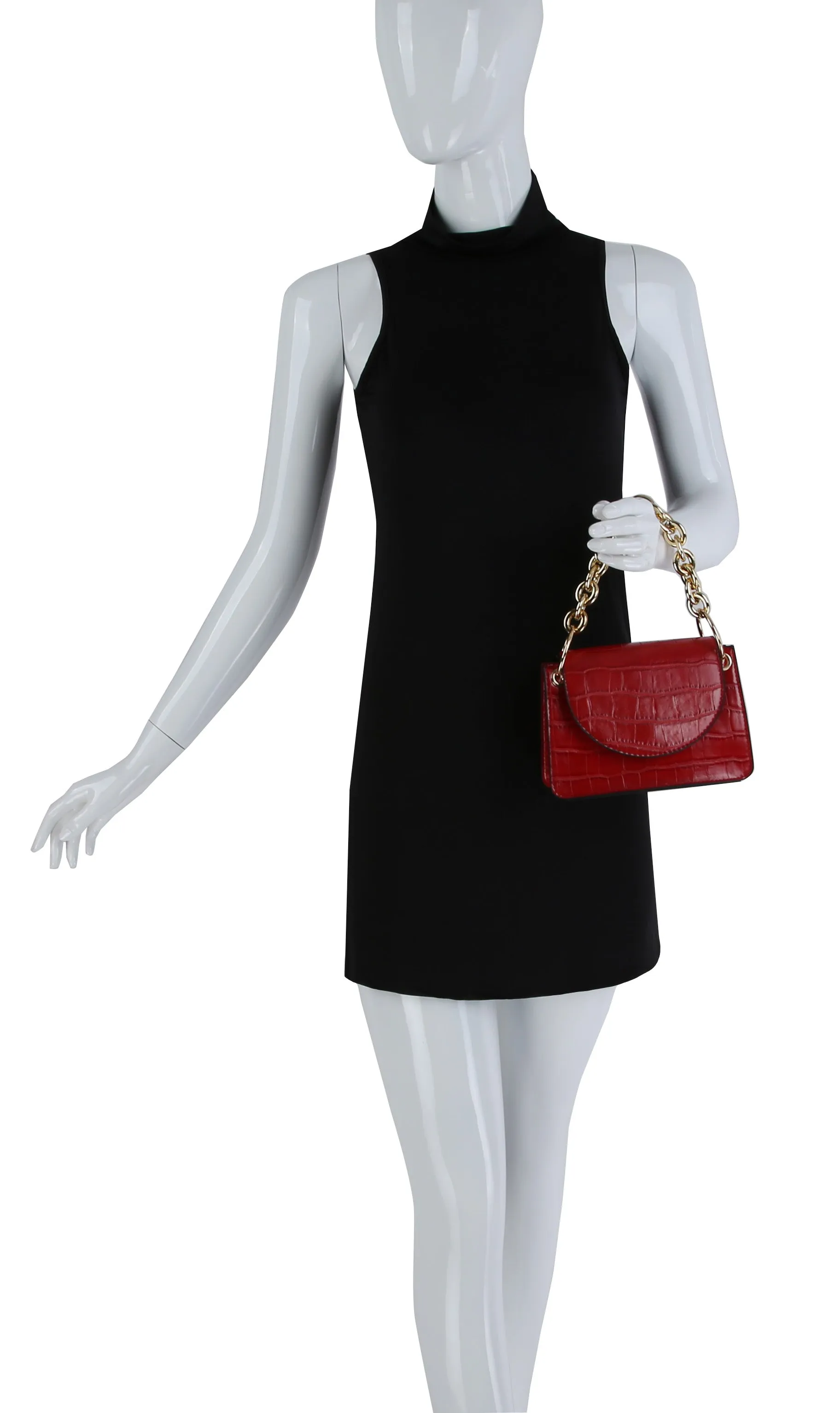 Satchel with Stylish Chain Purse