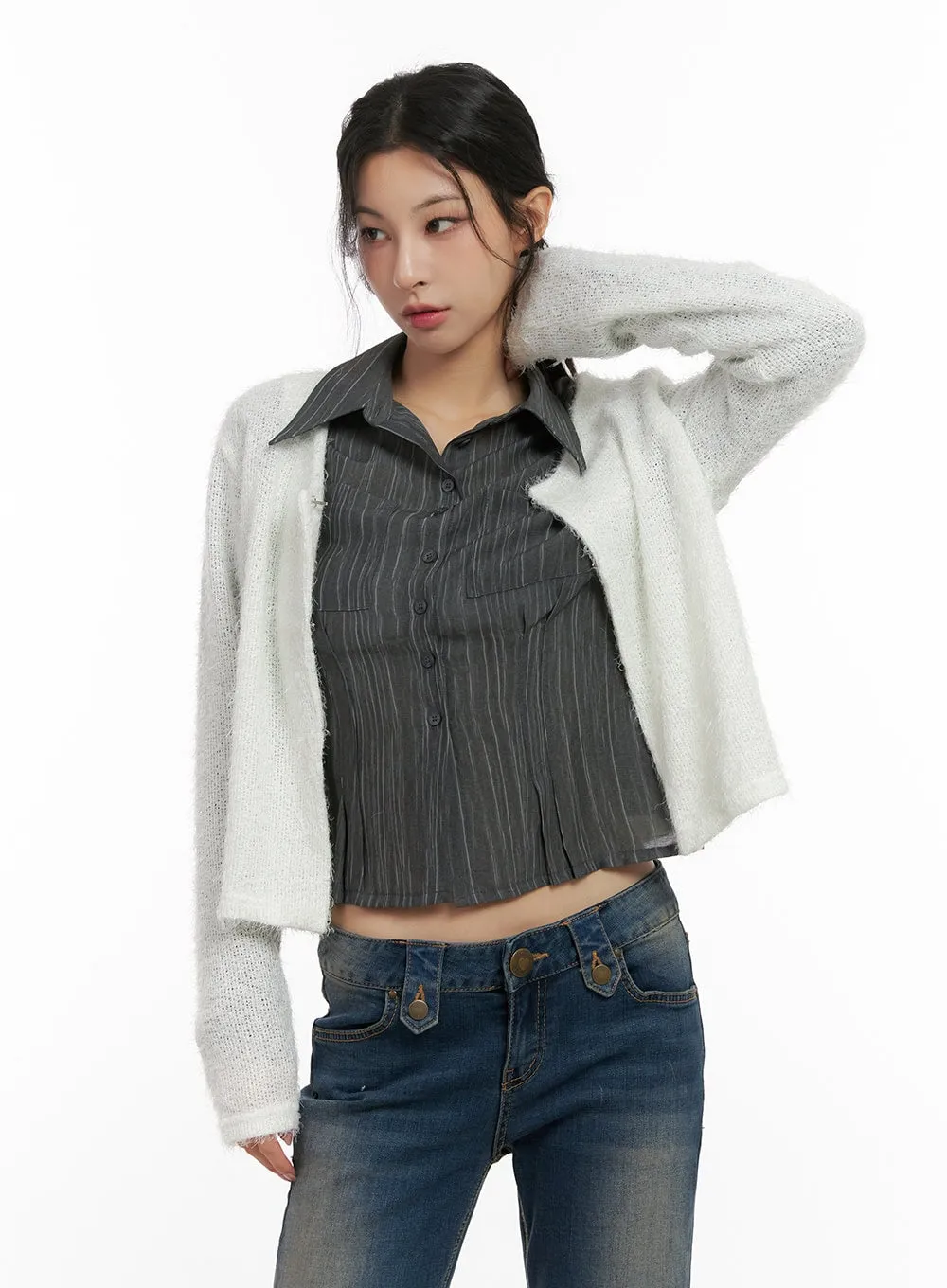 Slim-Fit Crop Cardigan CN416