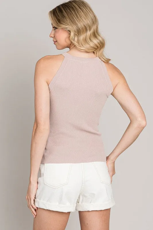 Taupe High Neck Tank