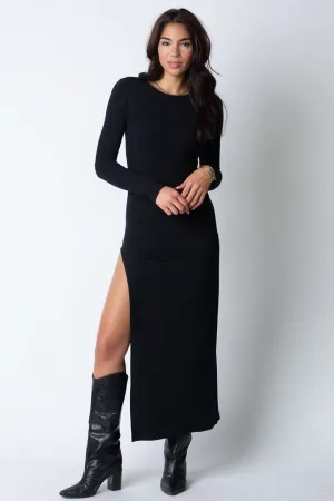 WIDE RIB LONG SLEEVE MAXI